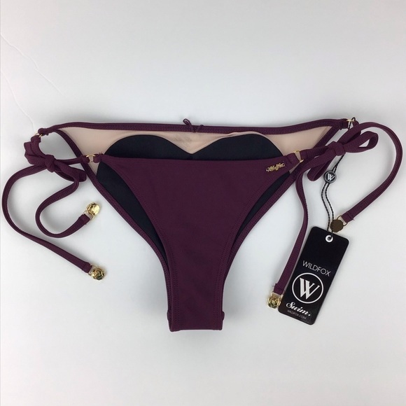 Wildfox Amora Purple Heart Tie Bikini Bottom l S - Picture 4 of 8